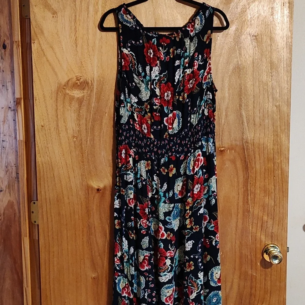 Bila Boho Sleeveless Fairycore Sundress Navy Mixed Floral Handkerchief Hem XXL - Picture 8 of 14